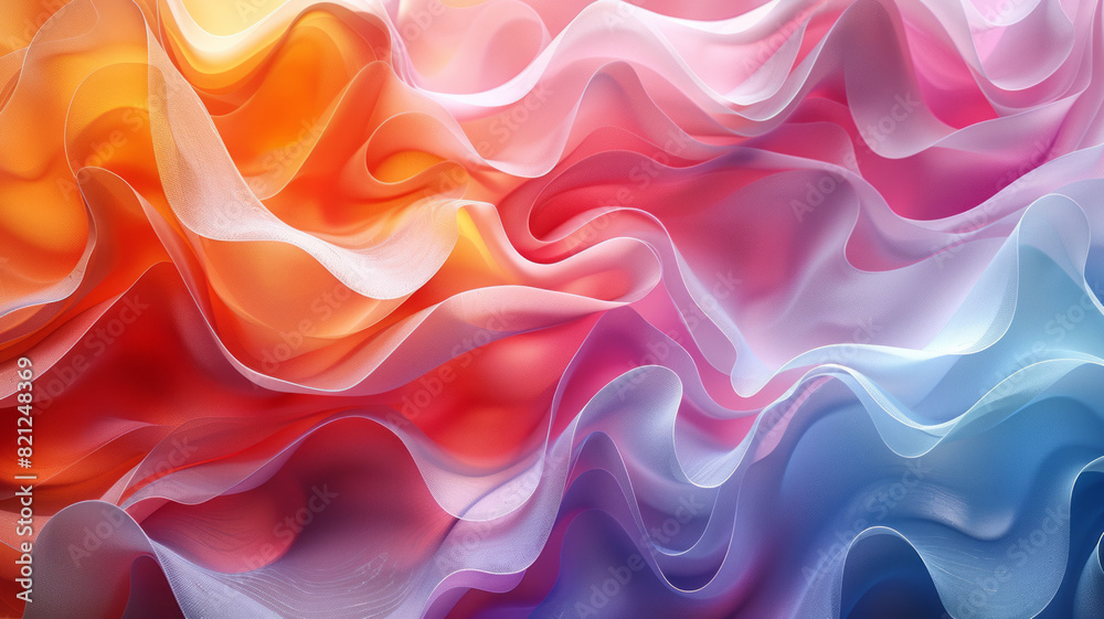 Poster Abstract design with pastel-colored irregular polygons overlapping slightly, forming a balanced yet chaotic pattern,