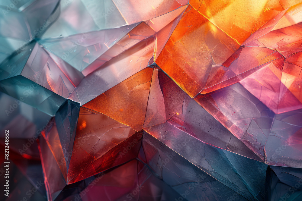 Fototapete Composition of transparent irregular polygons layered over each other, their overlapping edges forming intricate patterns,