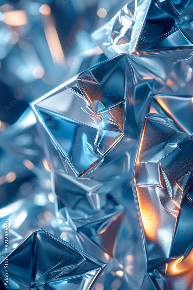 Aufkleber Minimalist artwork featuring metallic-colored polygons, scattered in a way that creates a balanced yet dynamic visual,