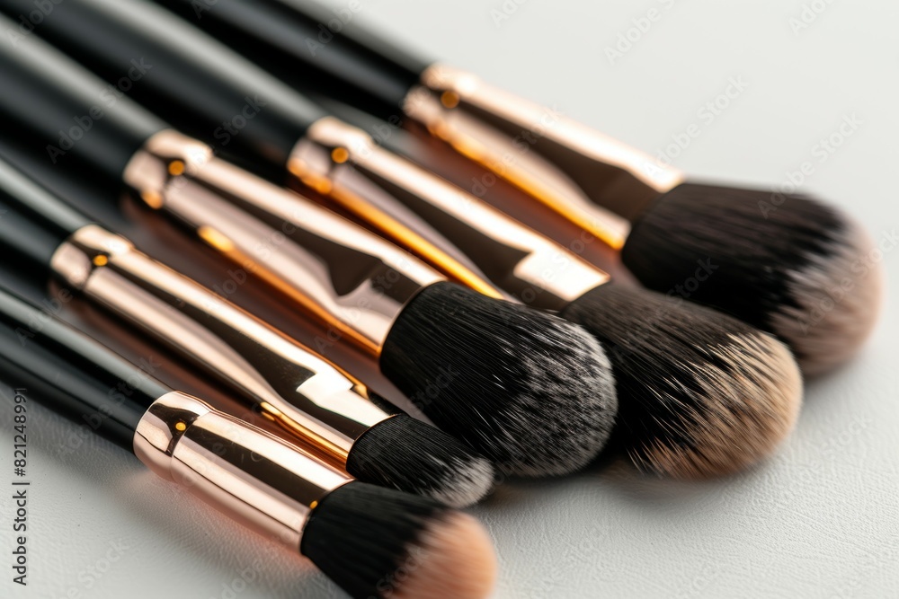 Wall mural a close up of set of makeup brushes, including a large brush and a small brush