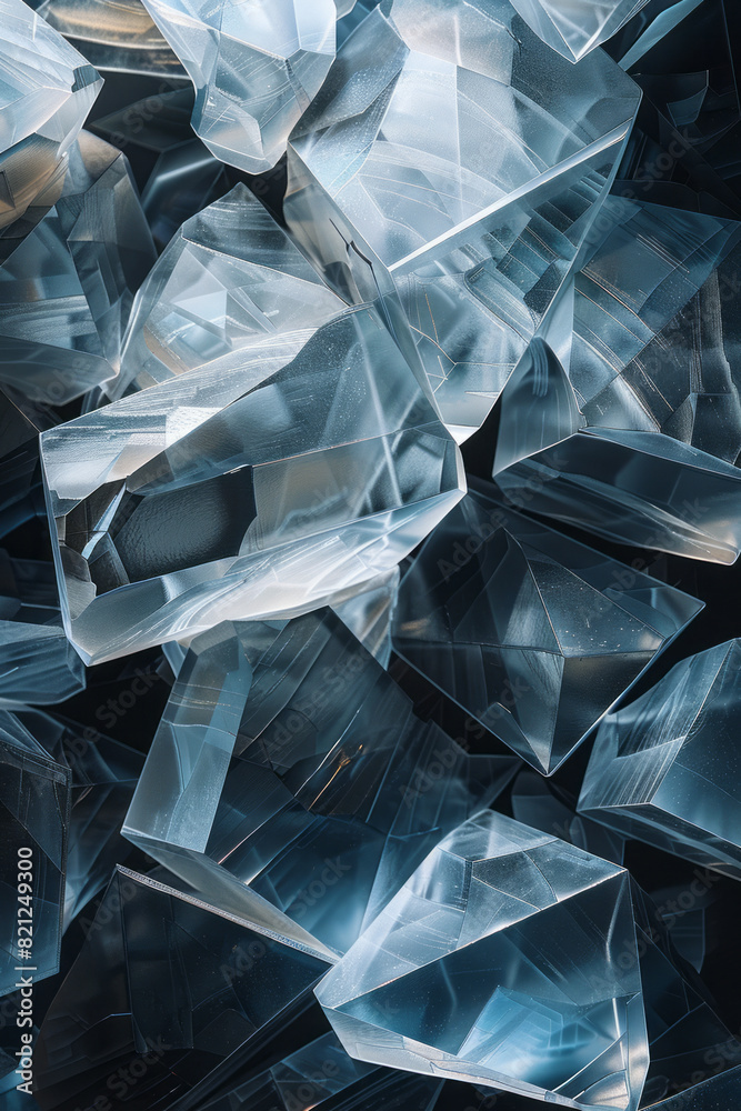 Leinwandbilder illustration with transparent irregular polygons in different sizes, their chaotic placement forming