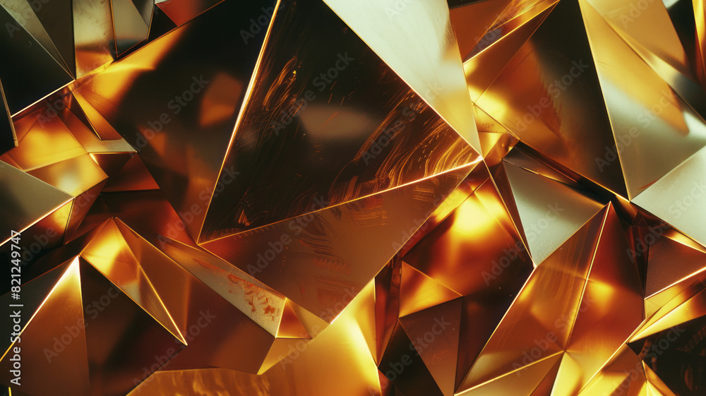 Leinwandbilder Artwork featuring irregular polygons in metallic shades, scattered to create a balanced and dynamic composition,