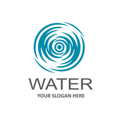 abstract blue water icon isolated on white background