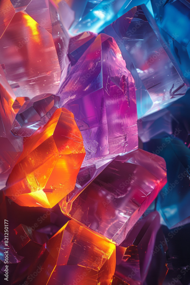Fototapete abstract design with irregular polygons in contrasting bright and dark shades, their arrangement cre
