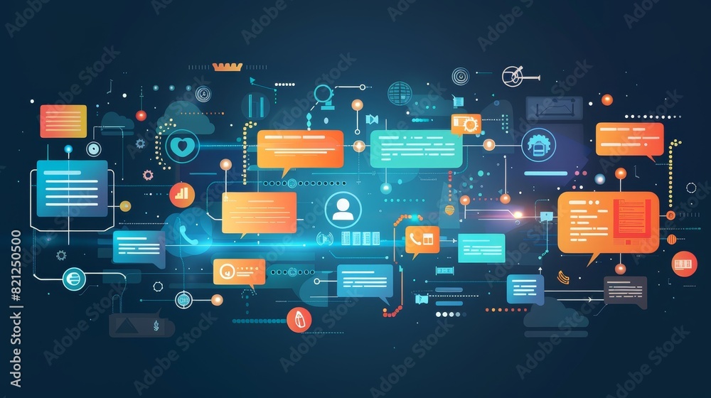 Poster abstract digital network with data flow and connections, showcasing modern technology and communicat