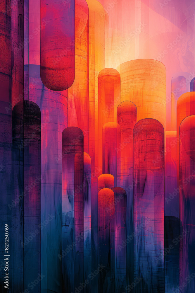 Leinwandbilder illustration with large blocks of gradient colors transitioning smoothly, forming a cohesive and mod