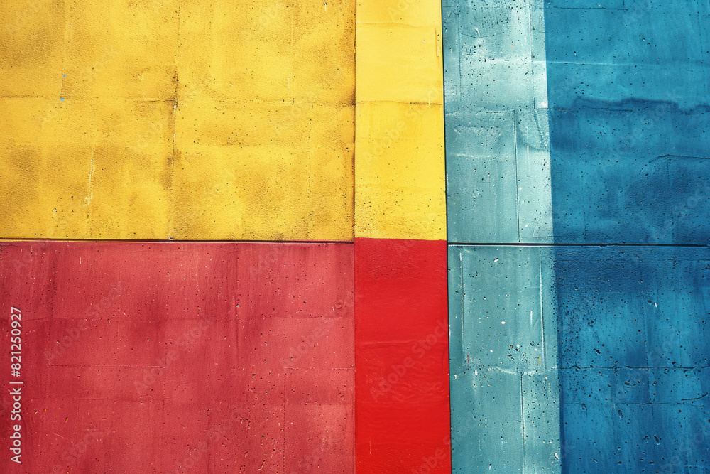 Poster artwork with large blocks of contrasting bold colors, placed side by side to create a striking visua