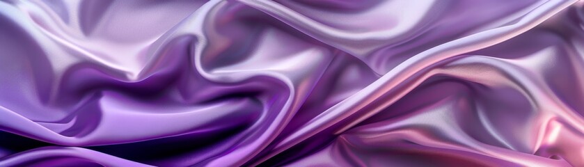 Abstract purple satin fabric texture with soft, flowing folds and silky sheen. Ideal for backgrounds, design, and artistic inspiration.