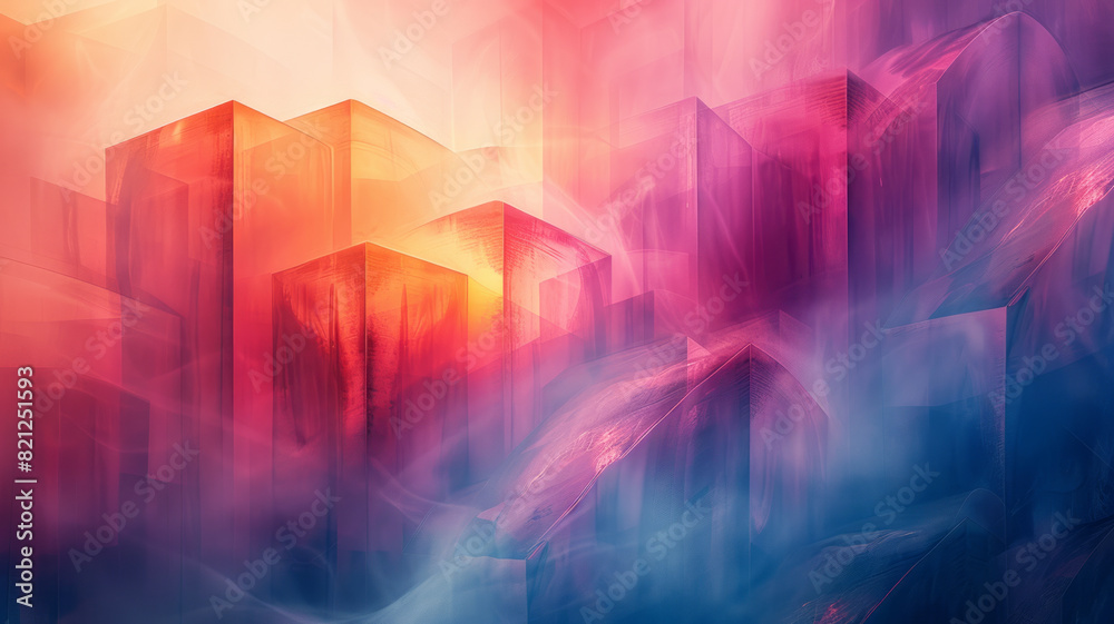 Leinwandbilder abstract illustration featuring large blocks of soft gradient colors, blending seamlessly for a smoo