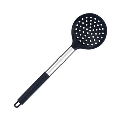 Modern Utensils, Black silicon Skimmer isolated on a transparent background