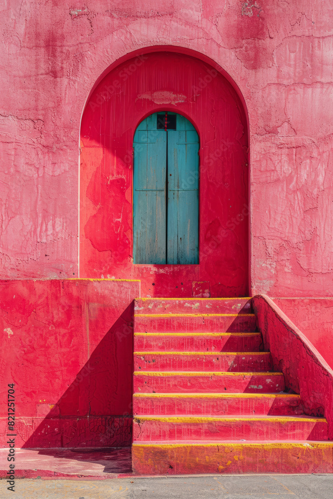 Poster minimalist composition with large blocks of contrasting colors, placed side by side to highlight the