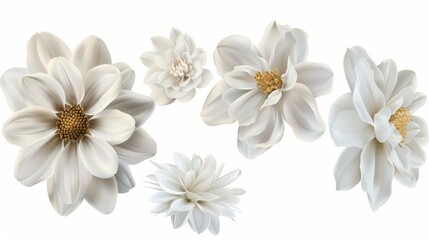 Fototapeta premium Collection of white flower isolated on a white background as transparent PNG