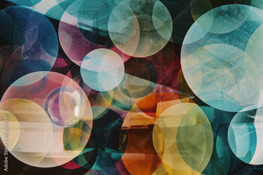 Poster illustration featuring overlapping circles of different sizes and transparencies, creating a layered
