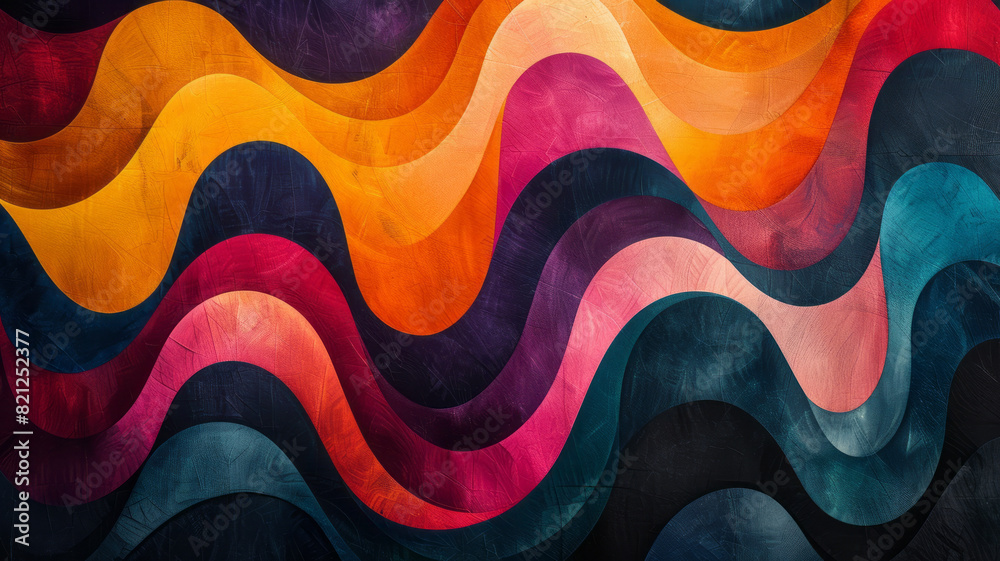Poster illustration using overlapping ovals in vibrant hues, with varying opacities to form a dynamic, flow