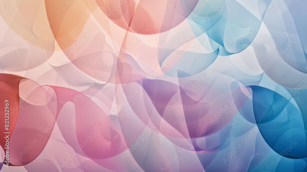 Aufkleber Composition of overlapping ellipses in soft gradient colors, blending seamlessly to form a harmonious, organic pattern,