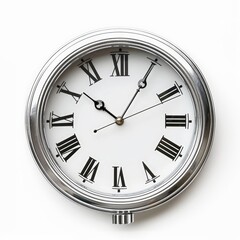 Elegant Wall Clock with Roman Numerals Isolated on a White Background. Generative AI.