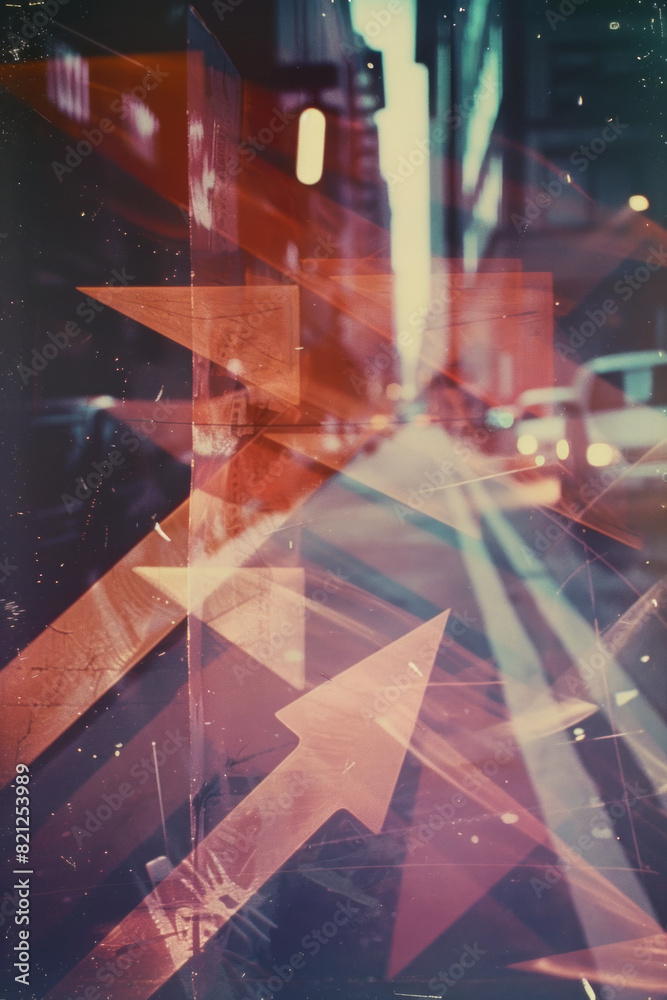 Fototapete artistic rendering of layered arrow shapes in different transparencies, creating a sense of directio