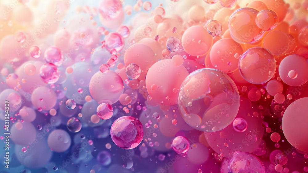 Aufkleber abstract illustration with circles in pastel pinks and purples, clustered in the center of a white b