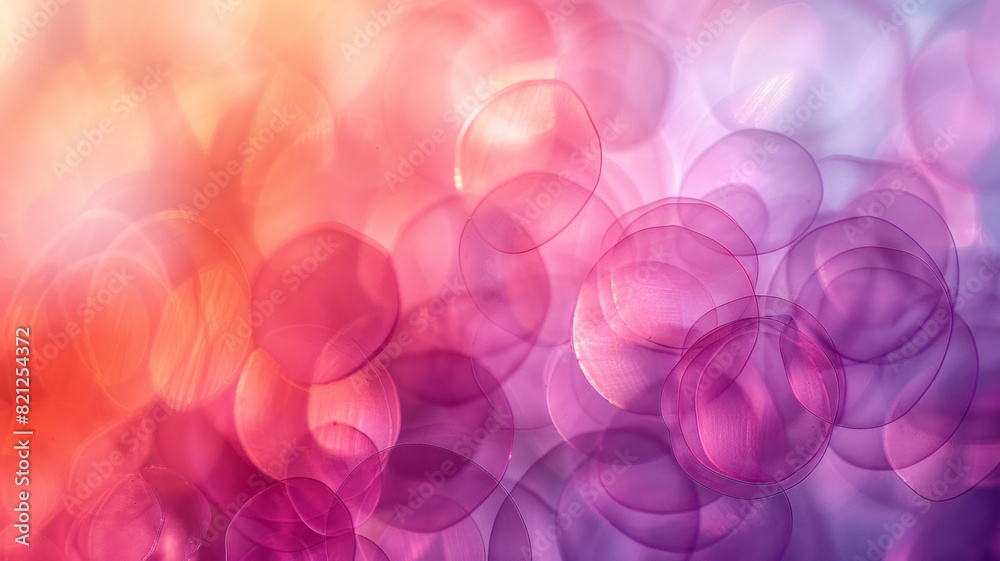 Aufkleber abstract illustration with circles in pastel pinks and purples, clustered in the center of a white b