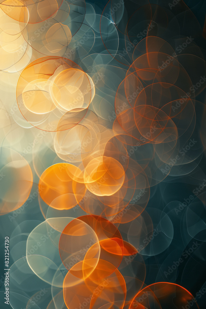Poster Abstract design with circles in gradient shades, transitioning from dark to light on a neutral background,