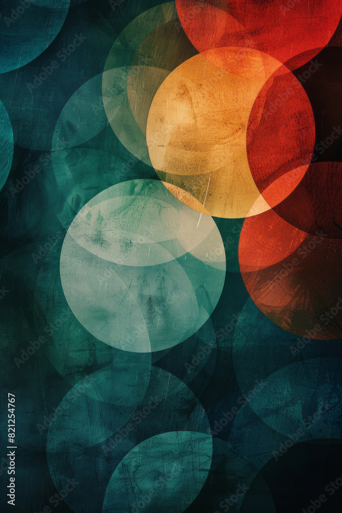 Poster Abstract design with circles in gradient shades, transitioning from dark to light on a neutral background,