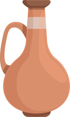 Illustration of a traditional clay pitcher in terracotta color with a vector drawing, isolated on a white background