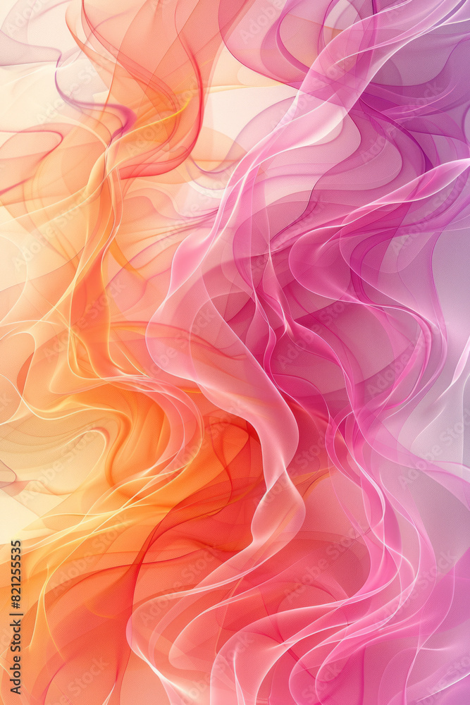 Aufkleber Illustration with wavy lines in soft pastel colors, arranged in a horizontal flow to create a calming effect,