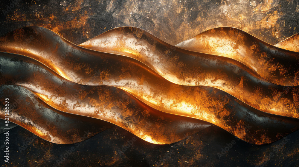 Poster abstract design featuring zigzag lines in metallic shades, adding a sense of sophistication and move