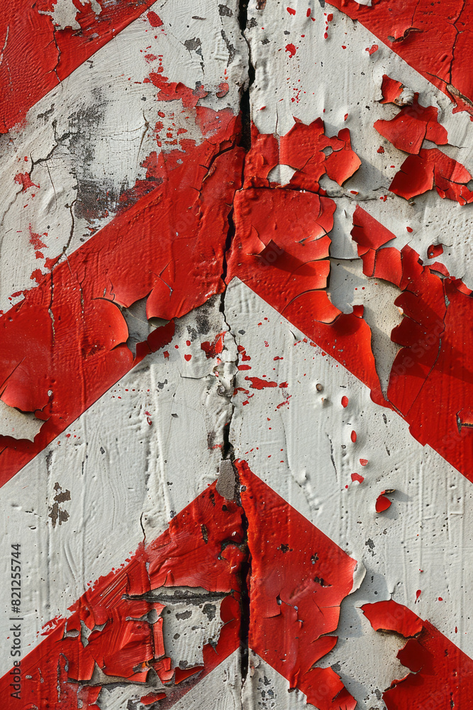 Poster Abstract composition with bold, red zigzag lines on a white background, creating a striking and energetic effect,
