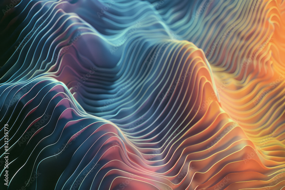 Leinwandbilder illustration featuring wavy lines in gradient shades, transitioning from light to dark to create a s