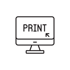 Monitor icon design with white background stock illustration