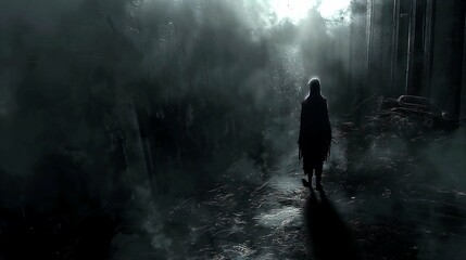 Obraz premium Whispers of the Shadowed Grove, Veil of Obscurity, Echoes of the Forgotten