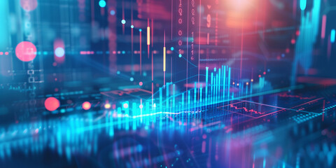 Abstract background with digital chart, Stock market graph, financial statistics, data exchange, economic trends, and trading analysis
