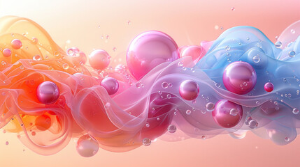 gentle wave of colorful balls in pastel shades and various sizes