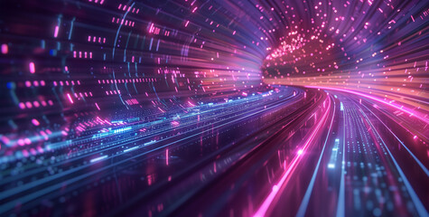 Fototapeta premium Dynamic digital backdrop, High-speed global data transfer, ultra-fast broadband connectivity, and cyber tech motion
