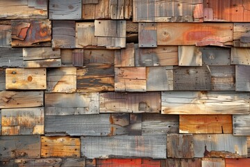 layers of wood plank wall - generative ai