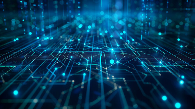 ech backdrop featuring glowing fiber optic links, quantum computing network, and electronic global intelligence