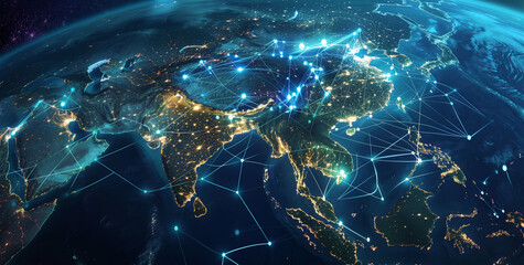 Mapping Southeast Asia in the Digital Realm, Exploring Global Networks, Connectivity, Data Transfer, Cyber Technology, Business Exchange, Information, and Telecommunication