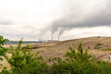 Coal-fired power plant and open-pit mine in Bełchatów, Poland.