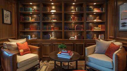 A charming reading nook hidden in the corner of the hall, equipped with a wide selection of books for guests who want to escape from reality during their stay.