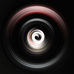 Colorful radial motion effect. Abstract rounded background. Color curves and sphere.