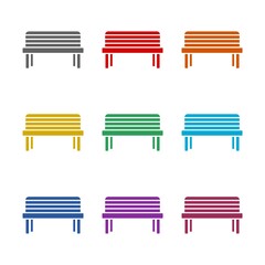 Bench simple icon isolated on white background. Set icons colorful