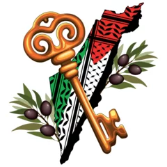 Palestinian Key, Palestine Map and Olive Tree Branches Symbols of Freedom Vector Illustration 