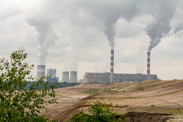 Coal-fired power plant and open-pit mine in Bełchatów, Poland.