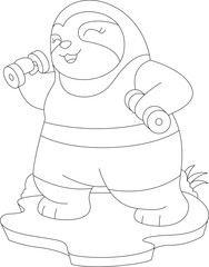 Sloth Fitness Dumbbell Animal Vector Graphic Art Illustration