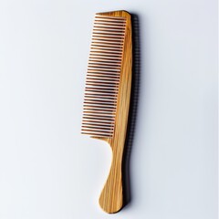 Bamboo Wooden Comb Isolated on a White Background. Generative AI.