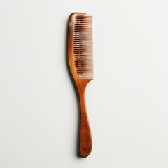 Elegant Wooden Comb Isolated on a White Background. Generative AI.