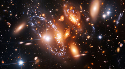 Deep space observatory capturing breathtaking cosmic events, from supernovae to colliding galaxies