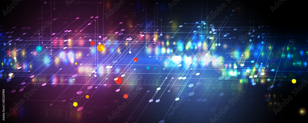 Poster Abstract Artificial intelligence. Cloud computing. Machine learning. Technology web background. Virtual concept futuristic background. Vector art.