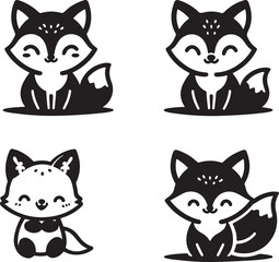 cute fox bundle vector